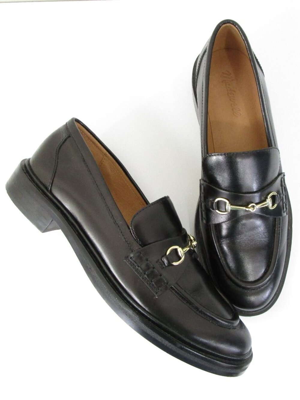 Madewell Womens Black Vernon Bit Hardware Loafer In Leather Shoes Size 10